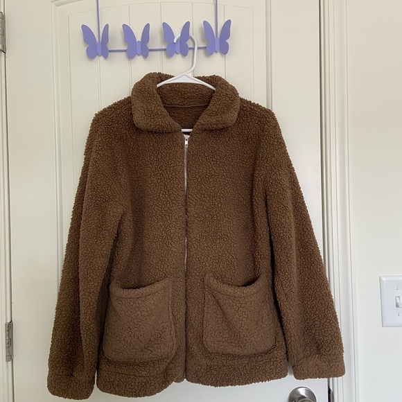 EUC‎ | Women’s fluffy teddy bear zip up jacket — small - Picture 1 of 5